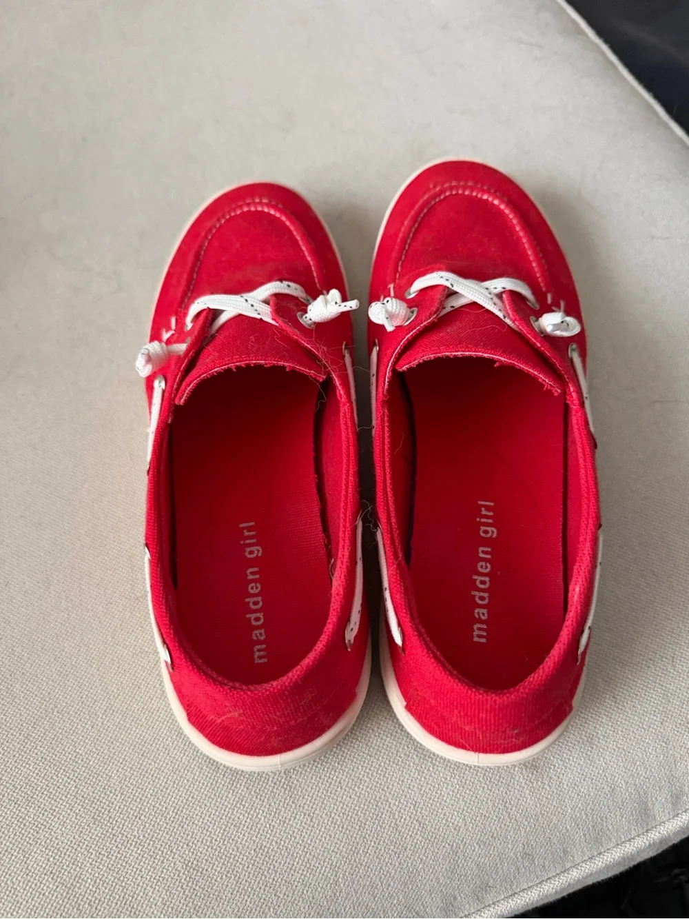 Madden Girl Red Canvas Boat Shoes